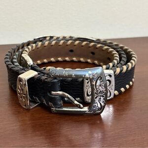 Brighton Braided Western Brown Black Leather Concho belt